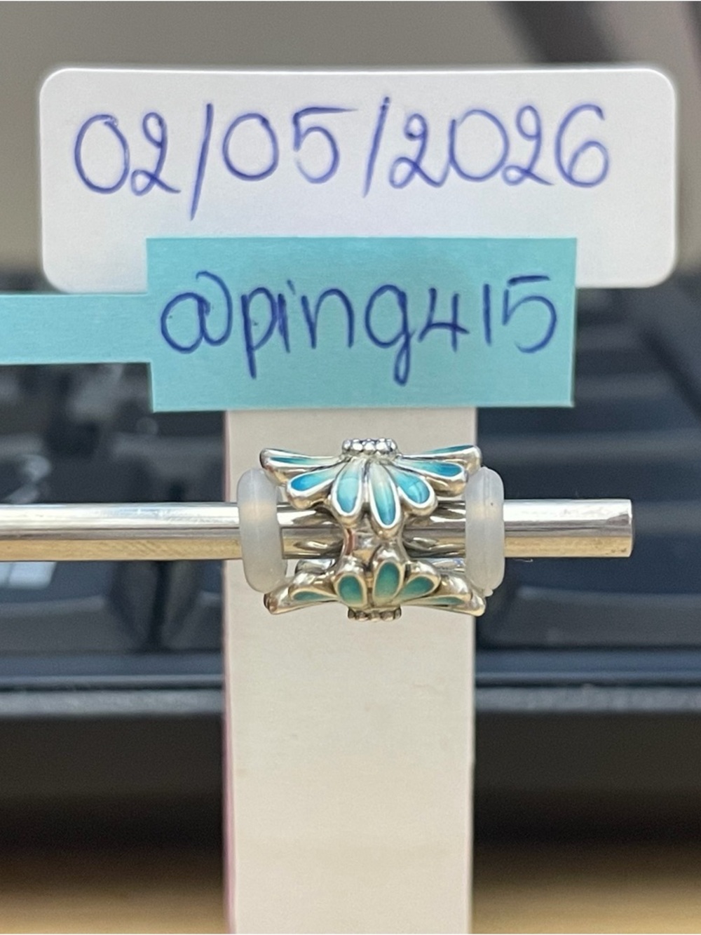 Pandora Blue Green Daisy Flower Charm - Picture 6 of 16